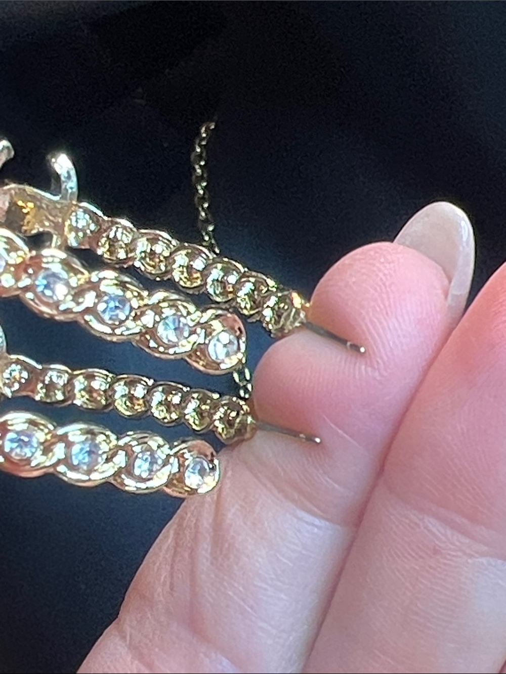 Gold Crystal Hoop Earrings with Interlocking C Motif - Picture 7 of 7